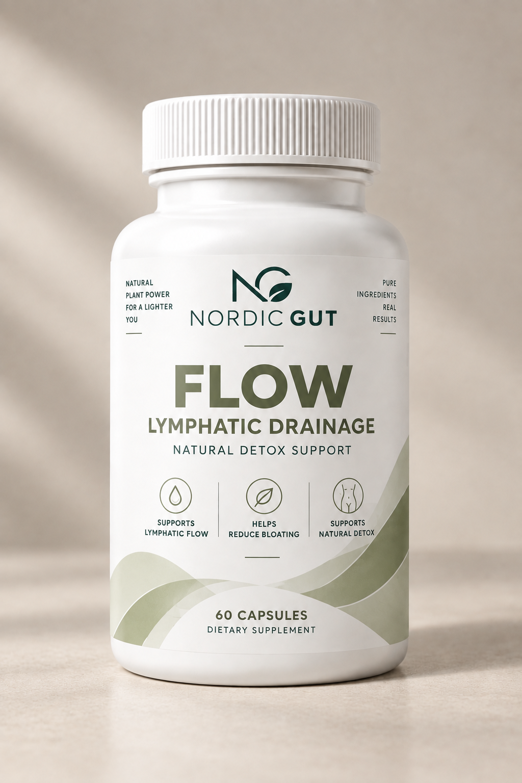Nordic Gut FLOW Lymphatic Drainage supplement bottle